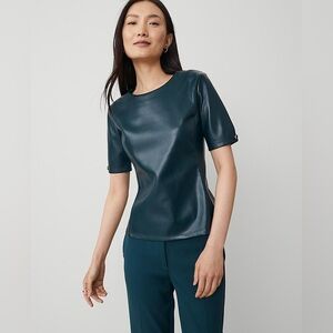 Ann Taylor Faux Leather Peplum Top